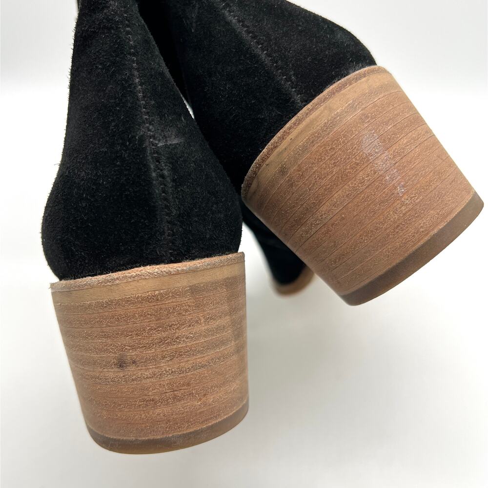PAUL GREEN Sante Zip Bootie Womens 8.5 Black Suede Ankle Stacked Heel Chelsea - Picture 10 of 11